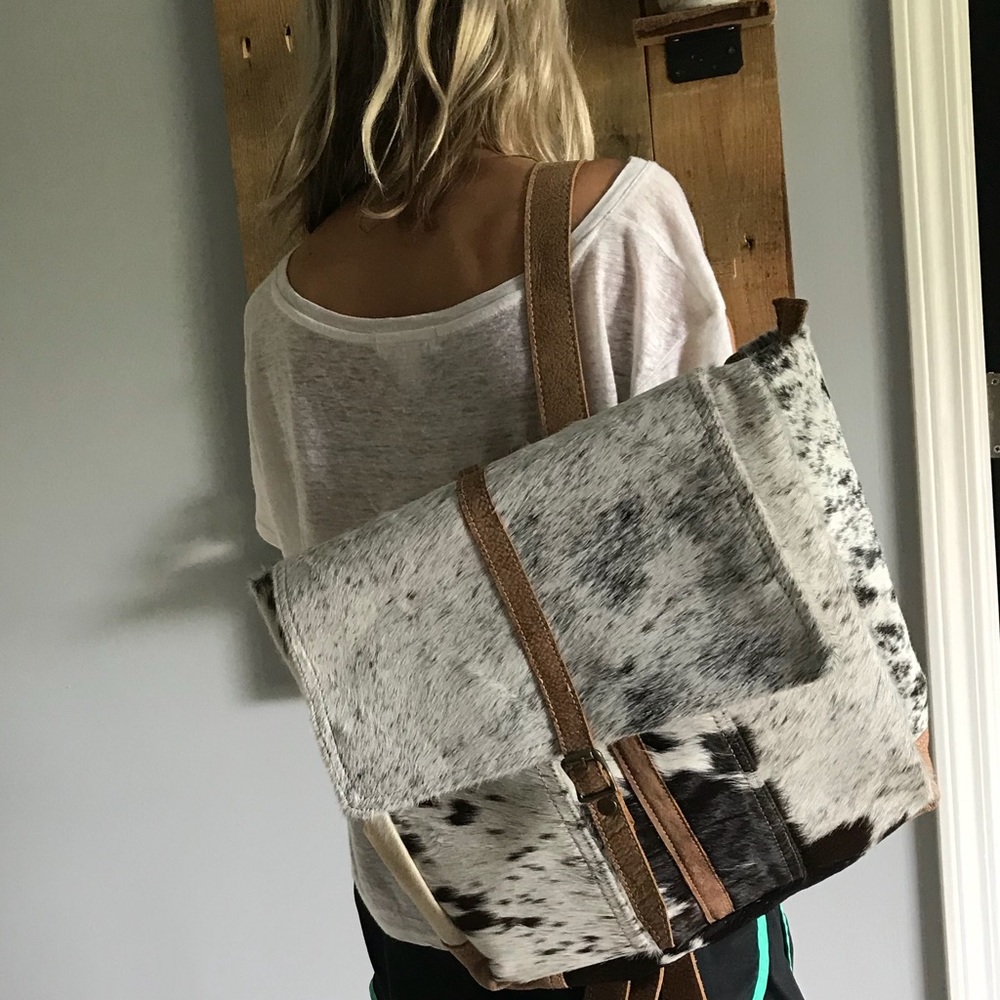 Hair on, leather Myra backpack Brand new with tags